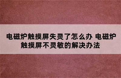 电磁炉触摸屏失灵了怎么办 电磁炉触摸屏不灵敏的解决办法